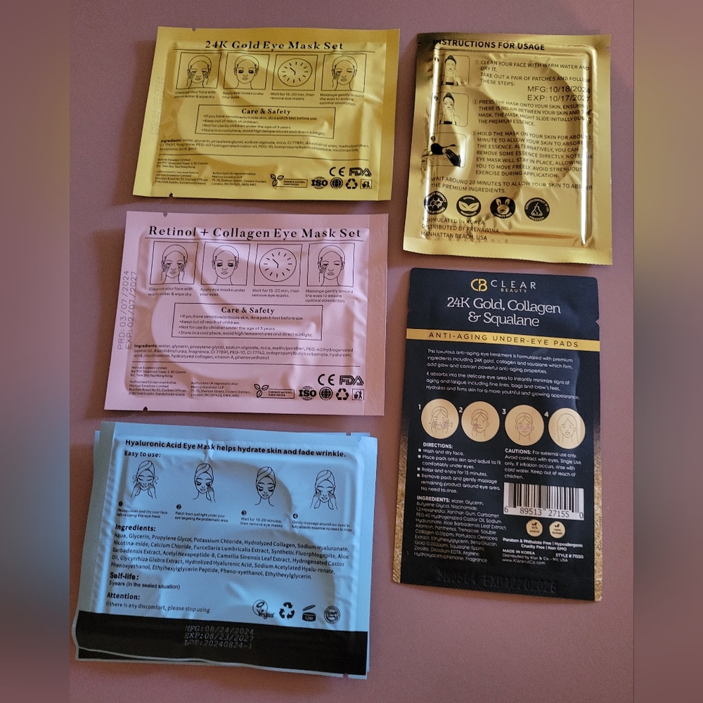 Eye Mask Set with Gold and Purple Variants - Picture 2 of 2